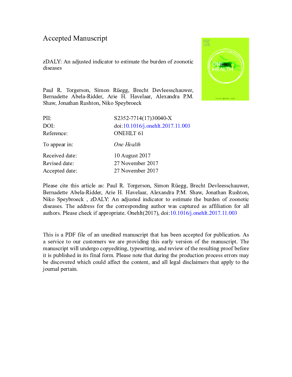 zDALY: An adjusted indicator to estimate the burden of zoonotic diseases