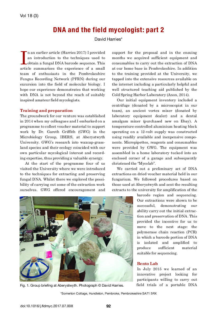 DNA and the field mycologist: part 2