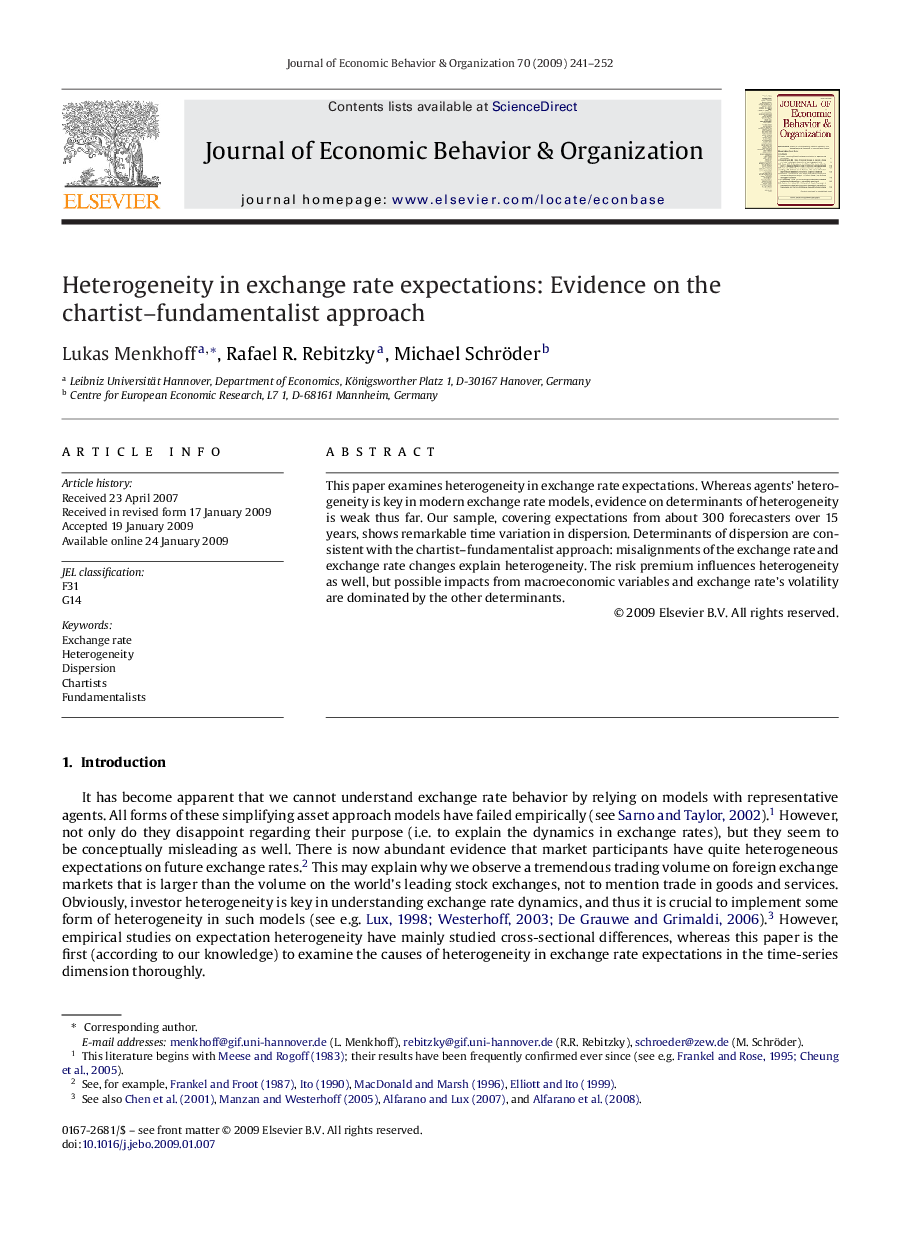 Heterogeneity in exchange rate expectations: Evidence on the chartist–fundamentalist approach