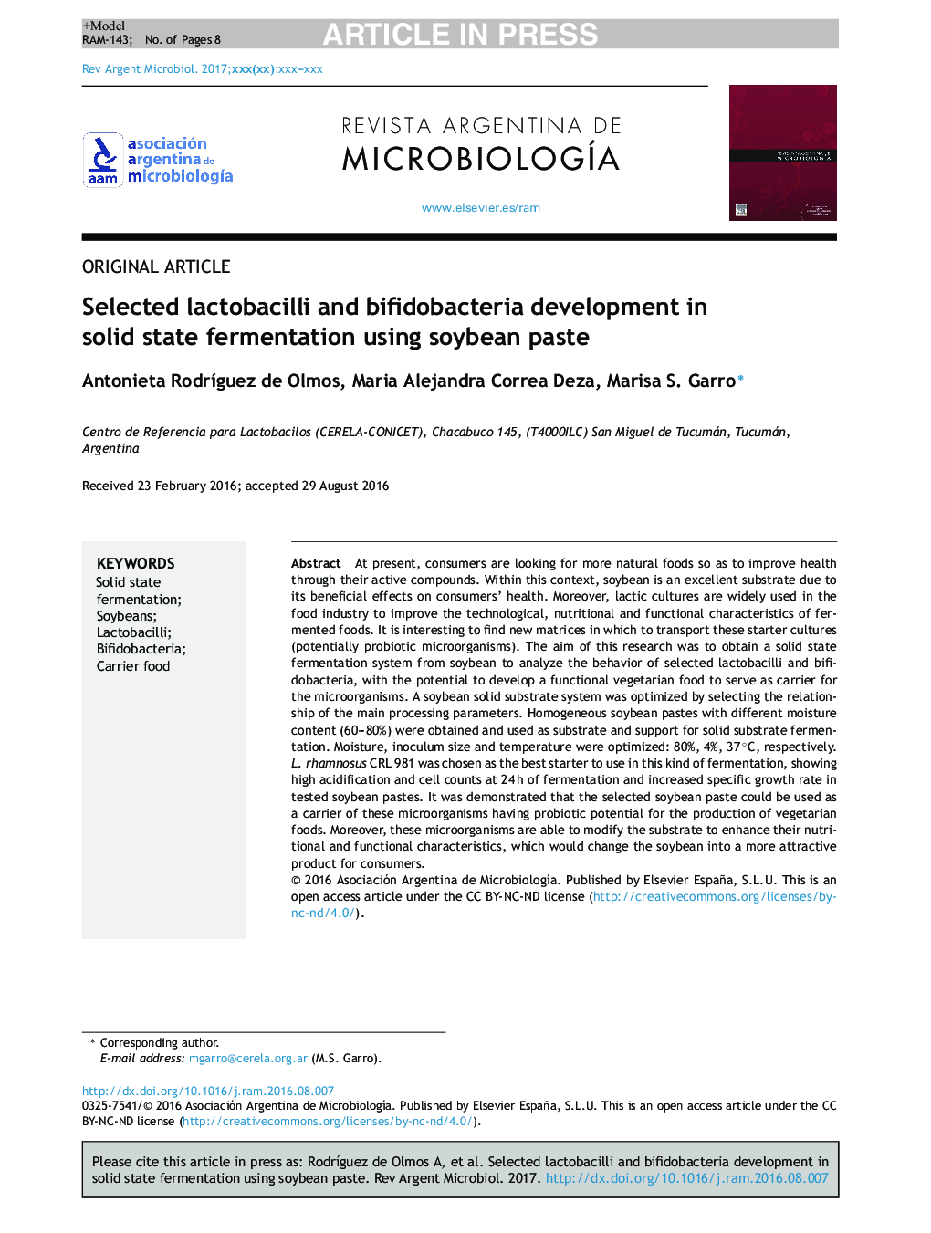 توسعه لاکتوباسیل و بیفیدوباکتریایی در تخمیر جامد با استفاده از خمیر سویا 
