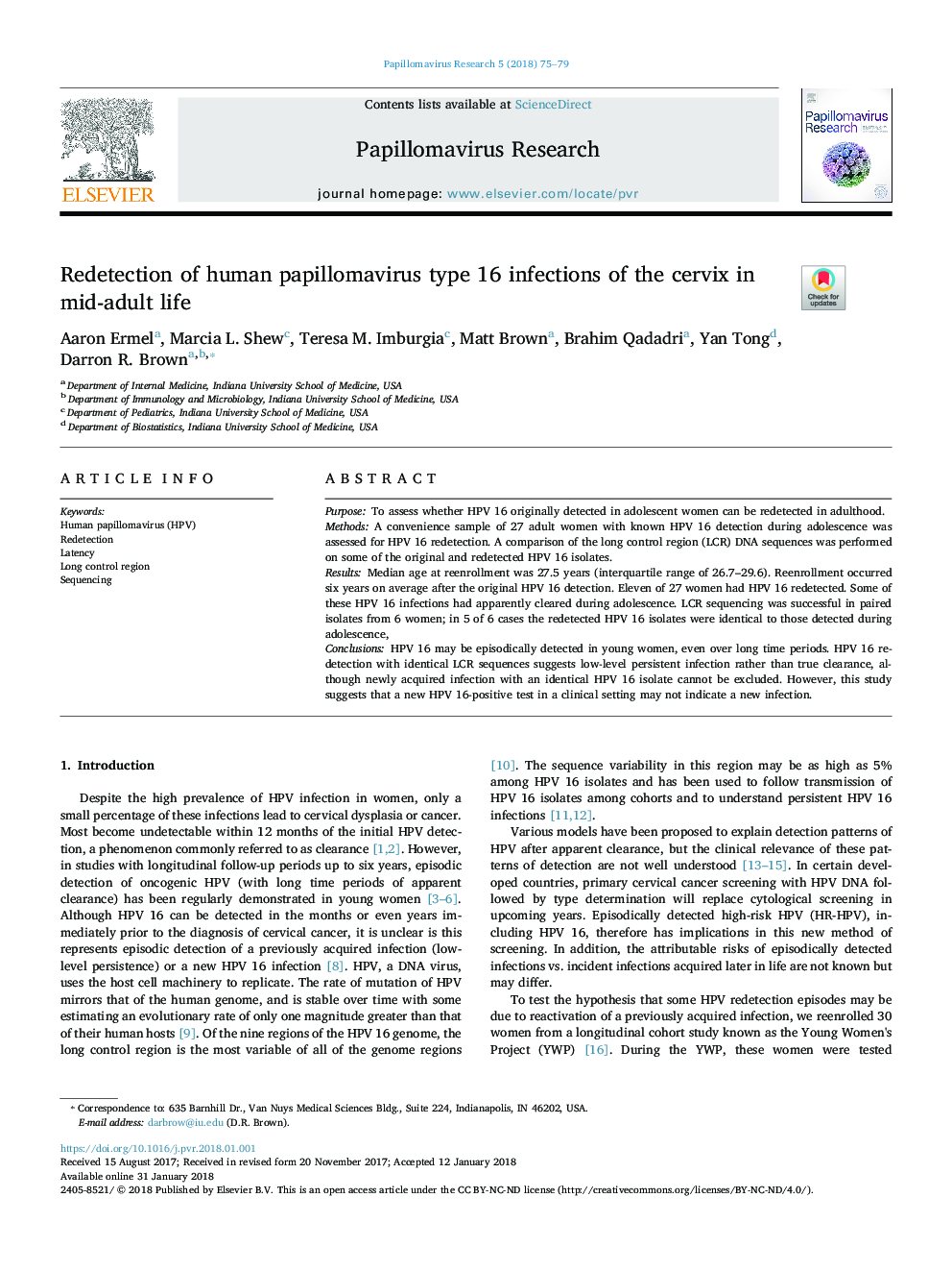 Redetection of human papillomavirus type 16 infections of the cervix in mid-adult life