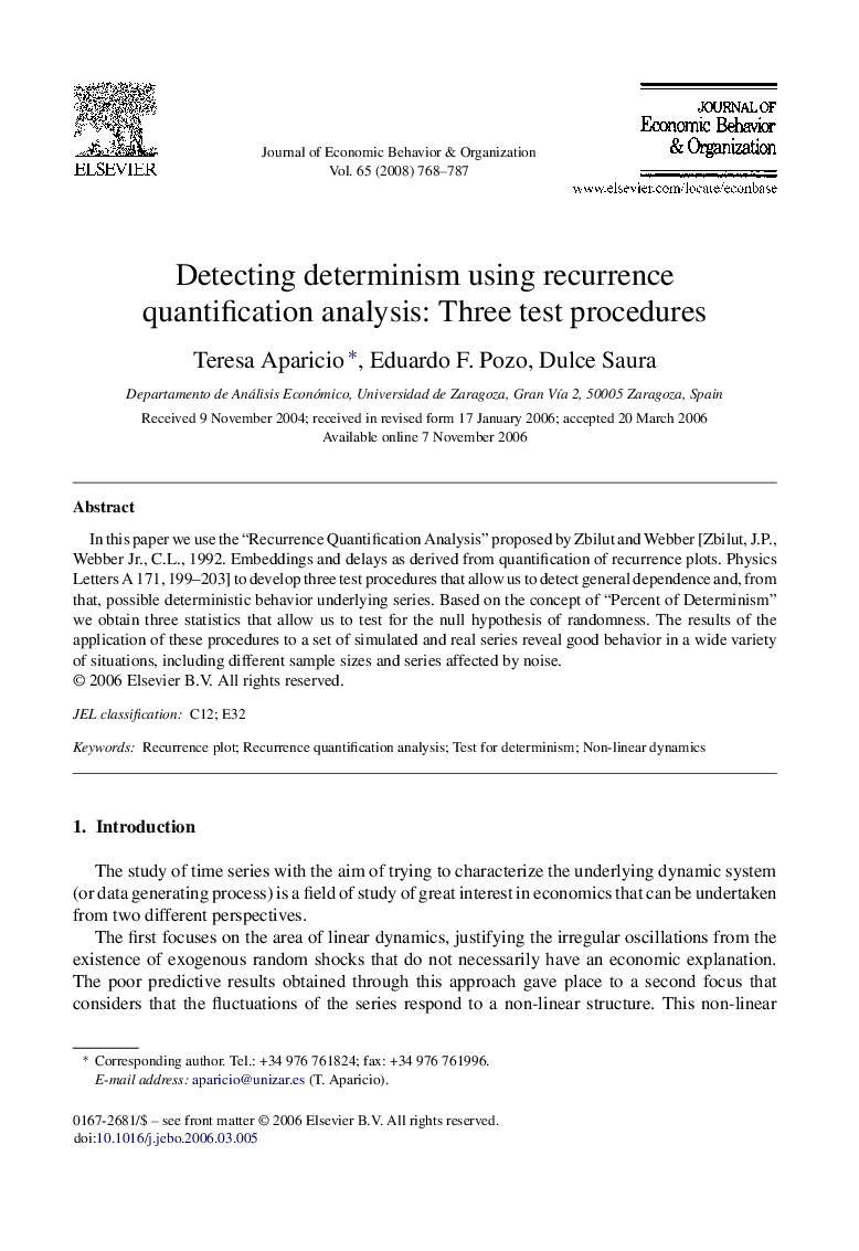 Detecting determinism using recurrence quantification analysis: Three test procedures