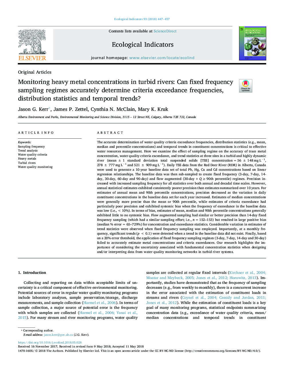 Monitoring heavy metal concentrations in turbid rivers: Can fixed frequency sampling regimes accurately determine criteria exceedance frequencies, distribution statistics and temporal trends?