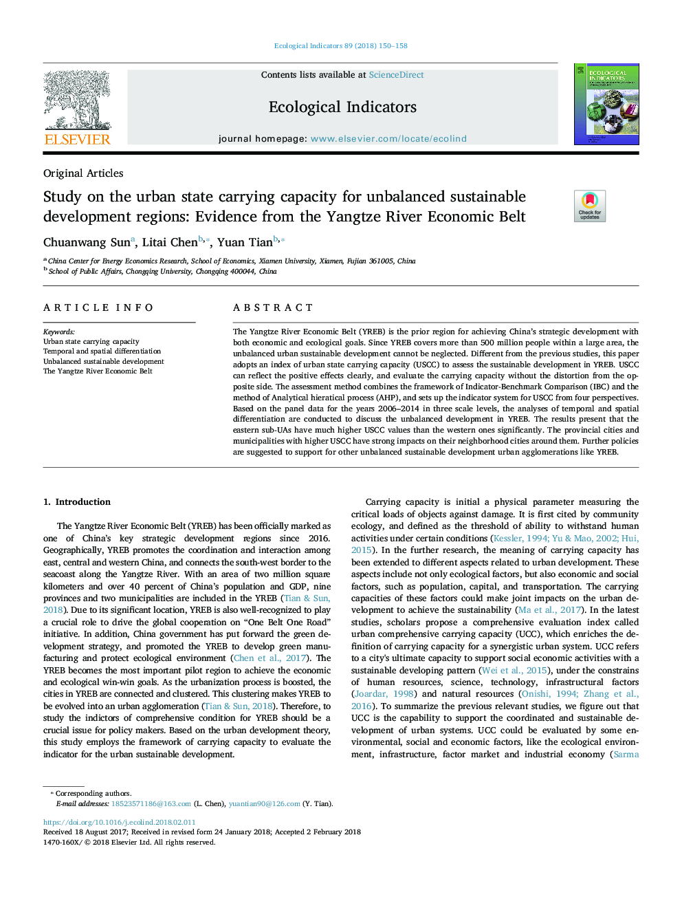 Study on the urban state carrying capacity for unbalanced sustainable development regions: Evidence from the Yangtze River Economic Belt