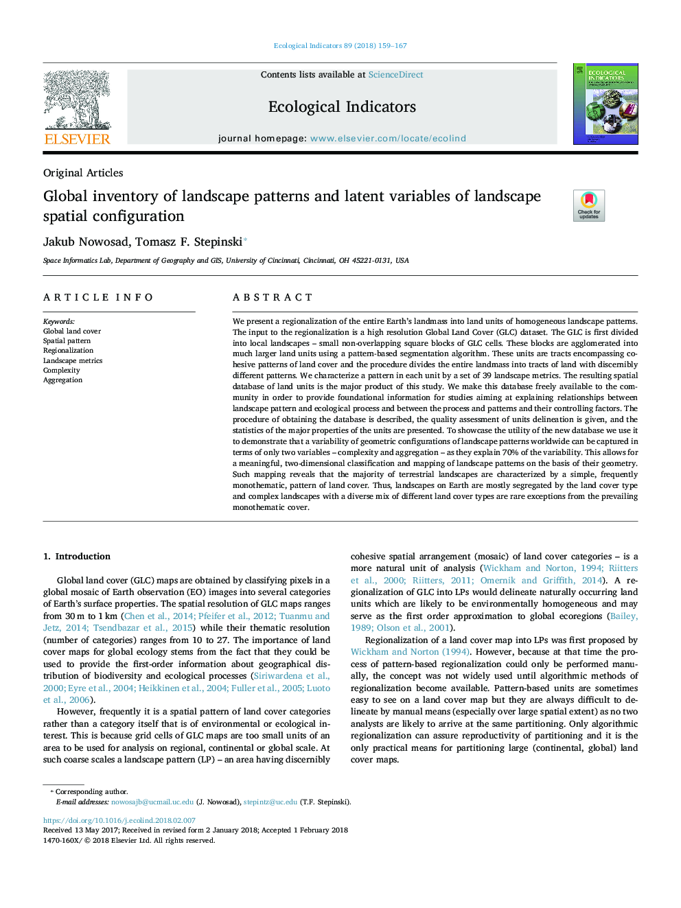 Global inventory of landscape patterns and latent variables of landscape spatial configuration
