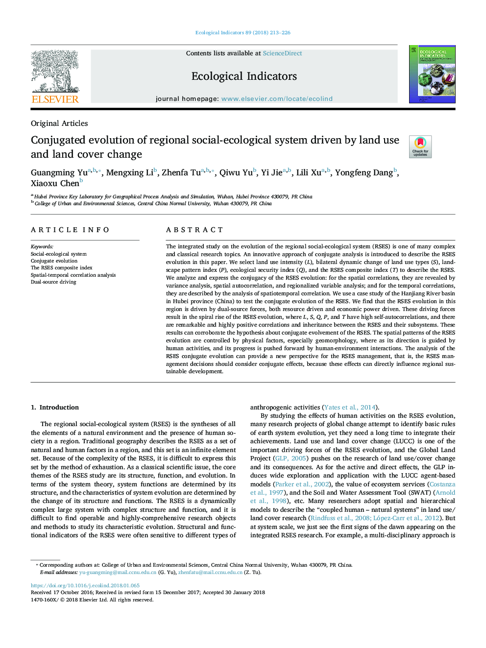 Conjugated evolution of regional social-ecological system driven by land use and land cover change