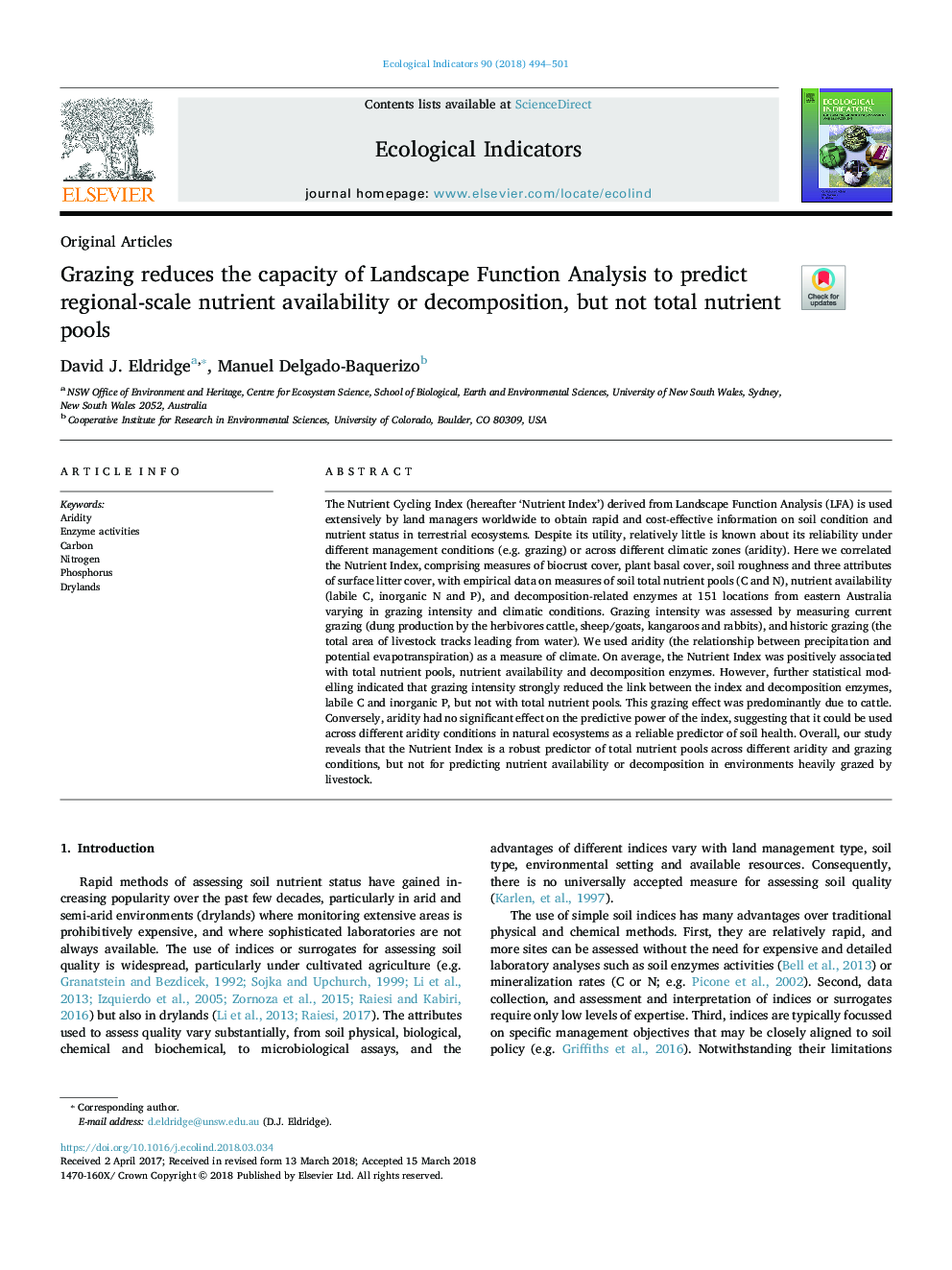 Grazing reduces the capacity of Landscape Function Analysis to predict regional-scale nutrient availability or decomposition, but not total nutrient pools