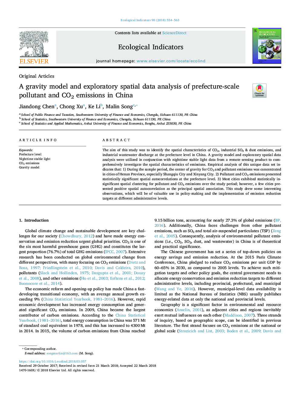 A gravity model and exploratory spatial data analysis of prefecture-scale pollutant and CO2 emissions in China