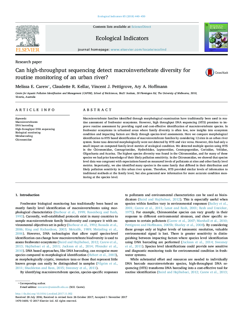 Can high-throughput sequencing detect macroinvertebrate diversity for routine monitoring of an urban river?