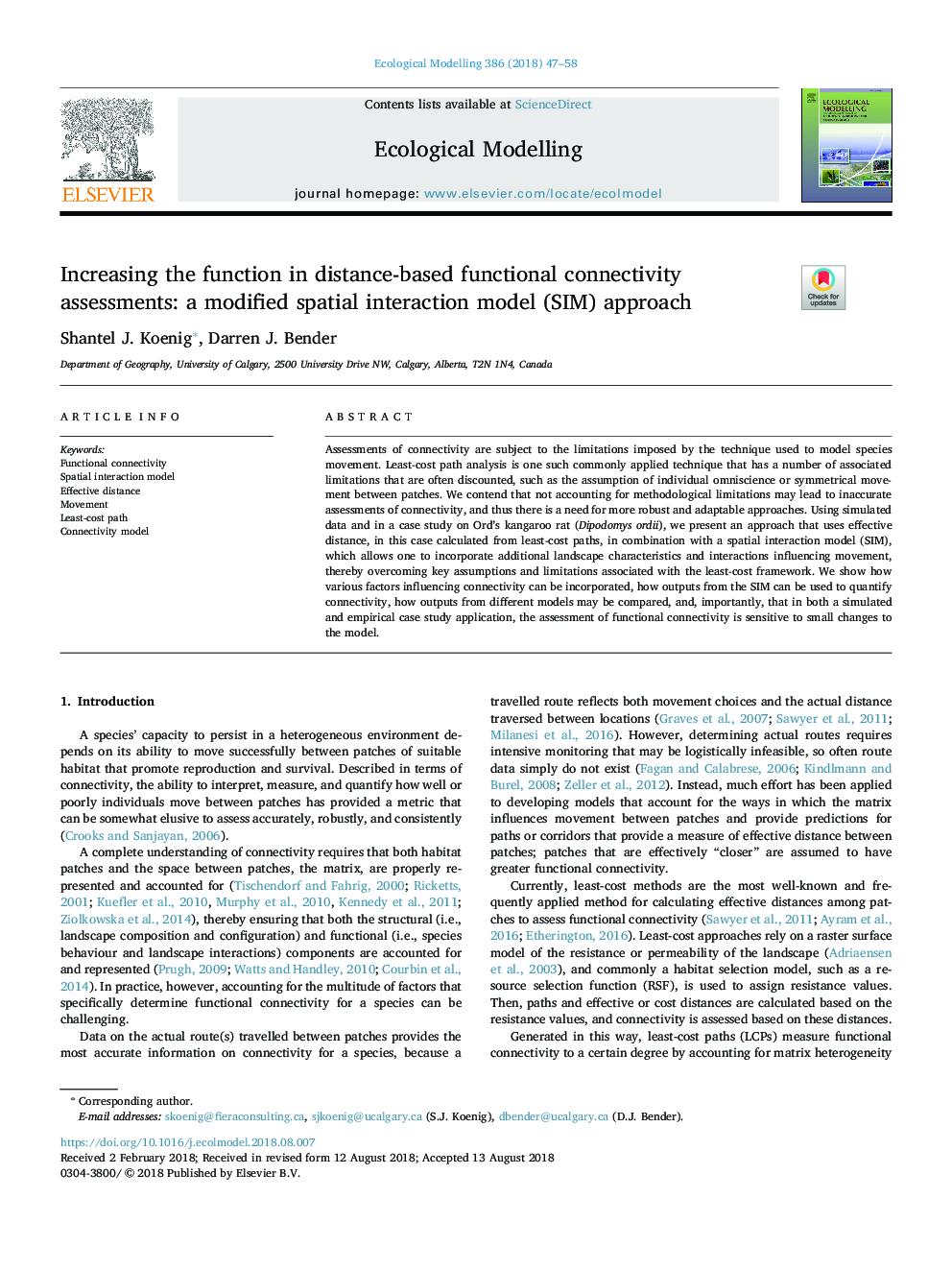 Increasing the function in distance-based functional connectivity assessments: a modified spatial interaction model (SIM) approach