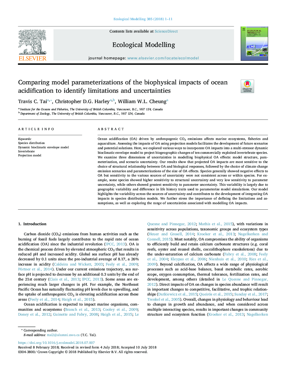 Comparing model parameterizations of the biophysical impacts of ocean acidification to identify limitations and uncertainties