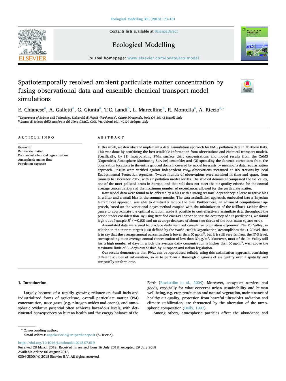 Spatiotemporally resolved ambient particulate matter concentration by fusing observational data and ensemble chemical transport model simulations