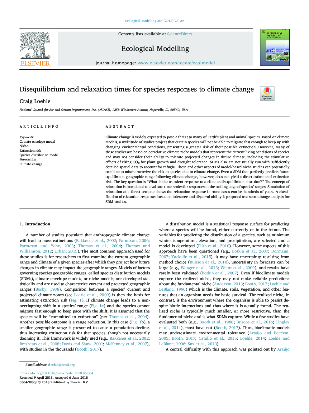 Disequilibrium and relaxation times for species responses to climate change