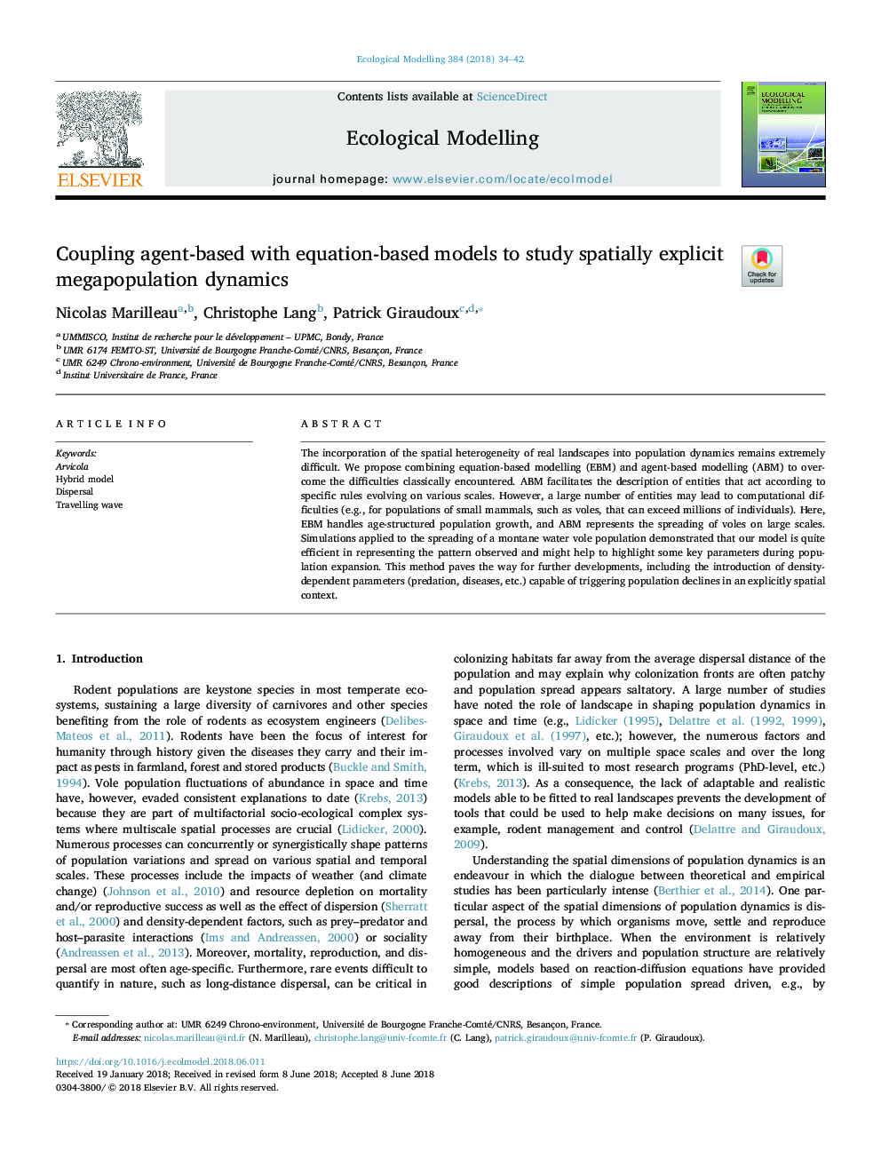 Coupling agent-based with equation-based models to study spatially explicit megapopulation dynamics