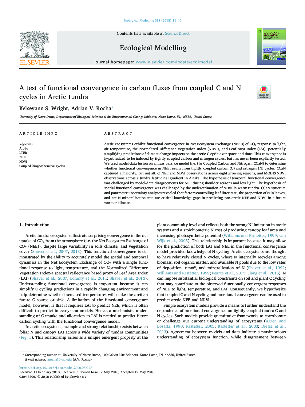 A test of functional convergence in carbon fluxes from coupled C and N cycles in Arctic tundra