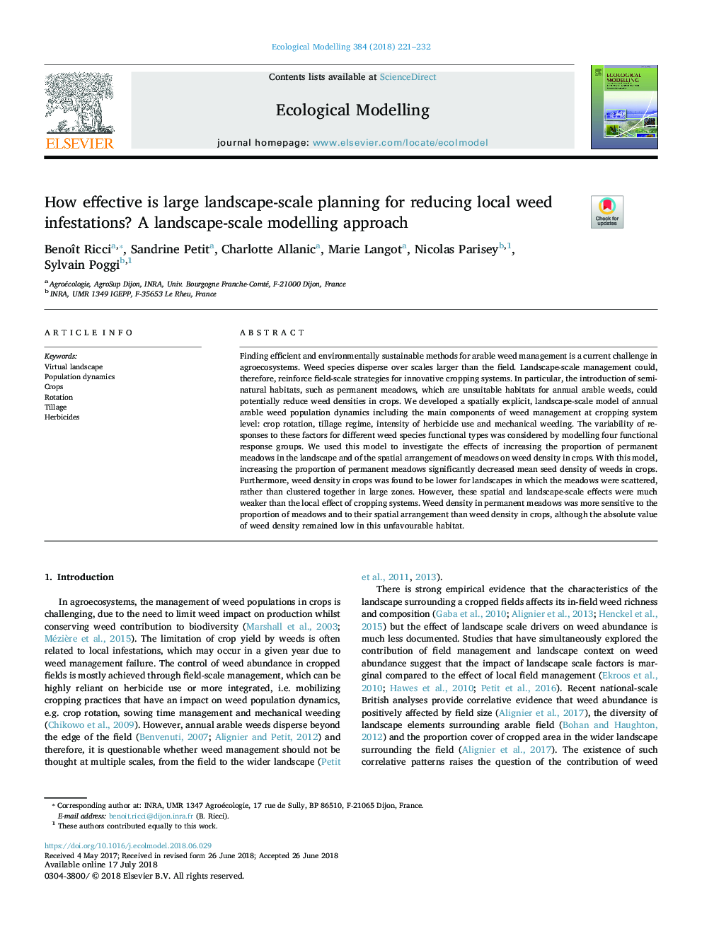 How effective is large landscape-scale planning for reducing local weed infestations? A landscape-scale modelling approach