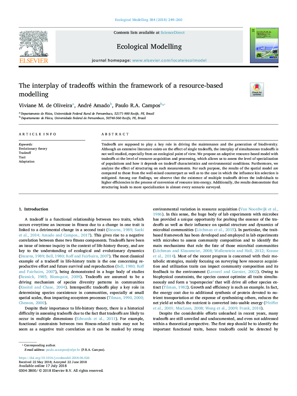 The interplay of tradeoffs within the framework of a resource-based modelling