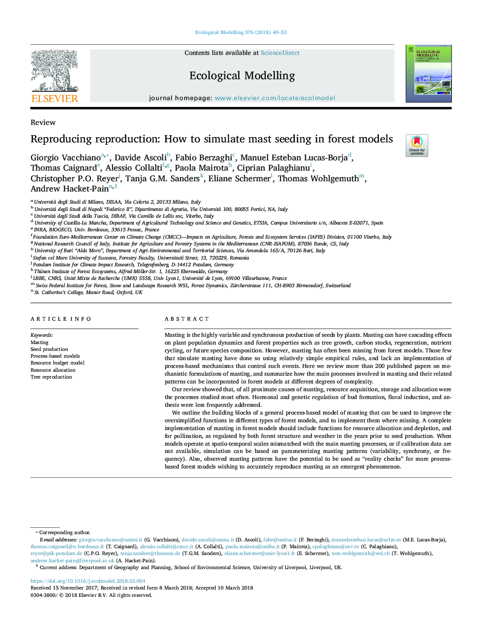 Reproducing reproduction: How to simulate mast seeding in forest models