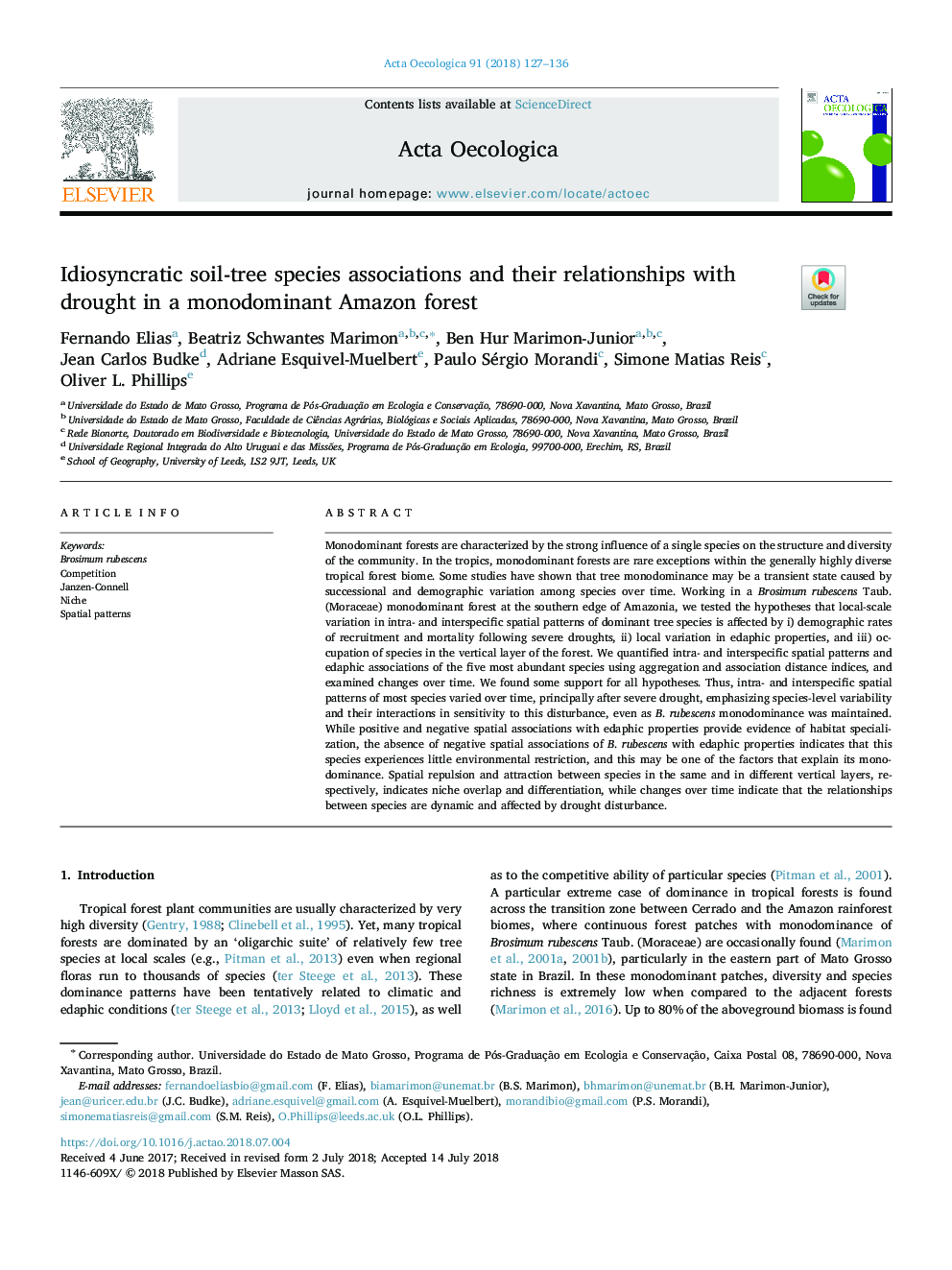 Idiosyncratic soil-tree species associations and their relationships with drought in a monodominant Amazon forest