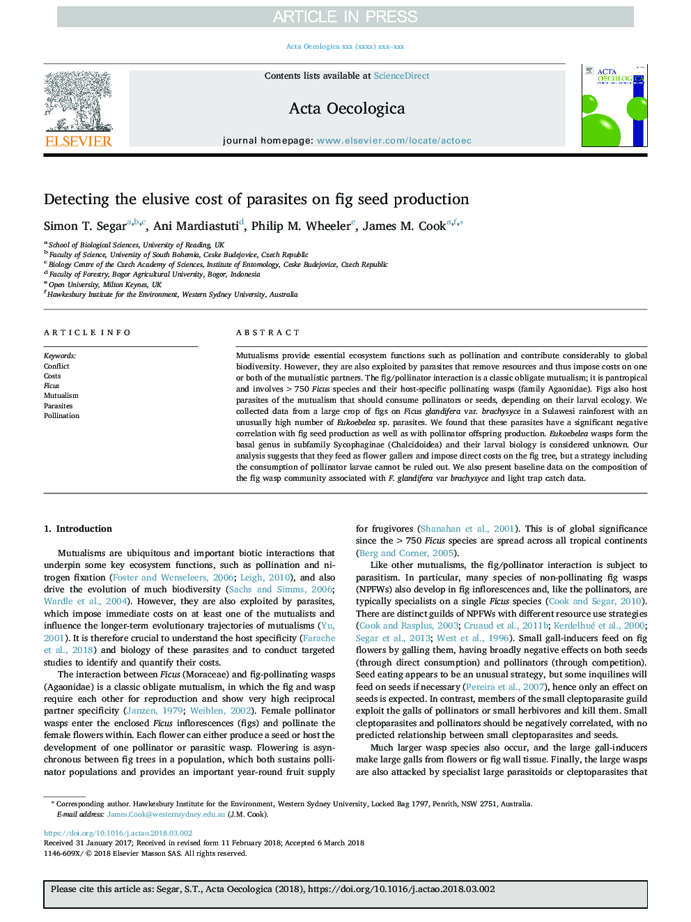 Detecting the elusive cost of parasites on fig seed production