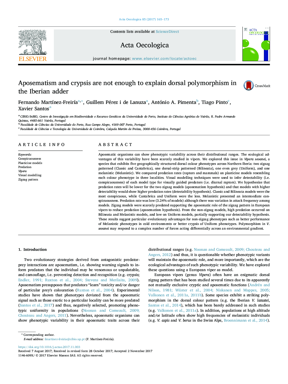 Aposematism and crypsis are not enough to explain dorsal polymorphism in the Iberian adder