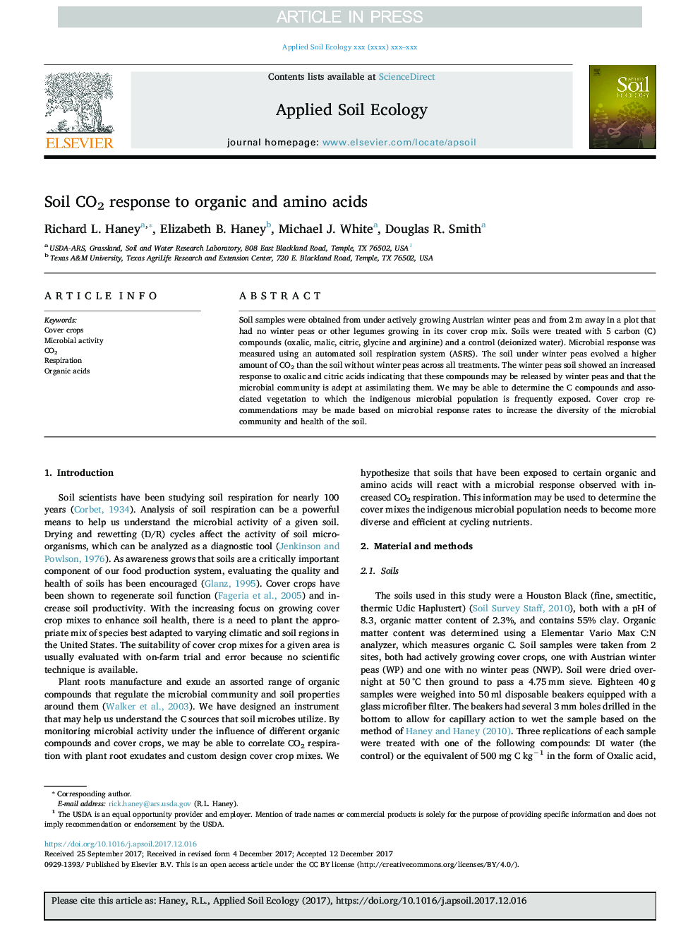 Soil CO2 response to organic and amino acids