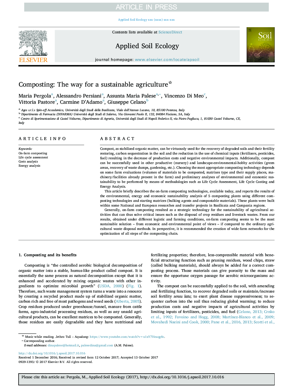 Composting: The way for a sustainable agriculture