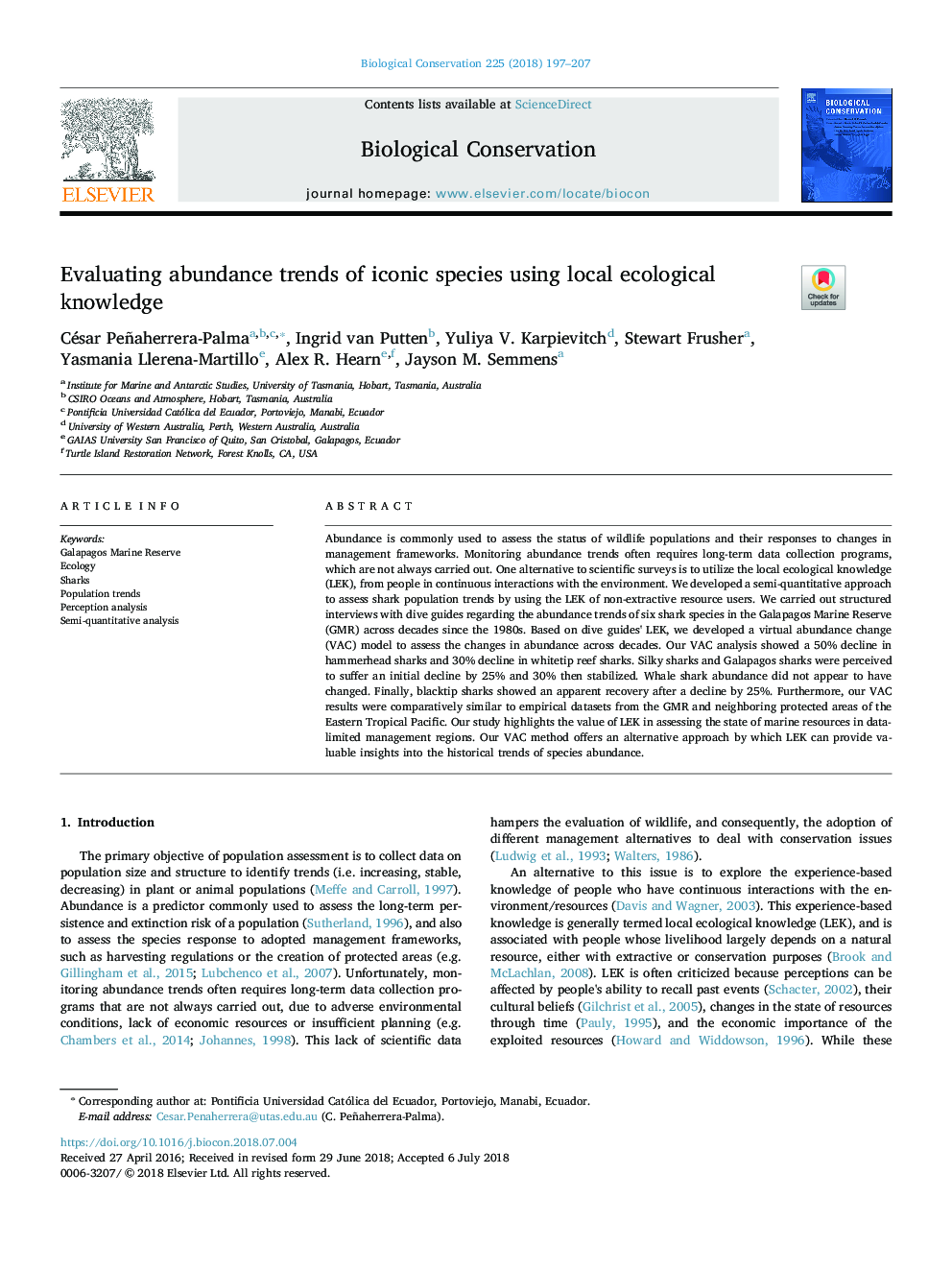 Evaluating abundance trends of iconic species using local ecological knowledge