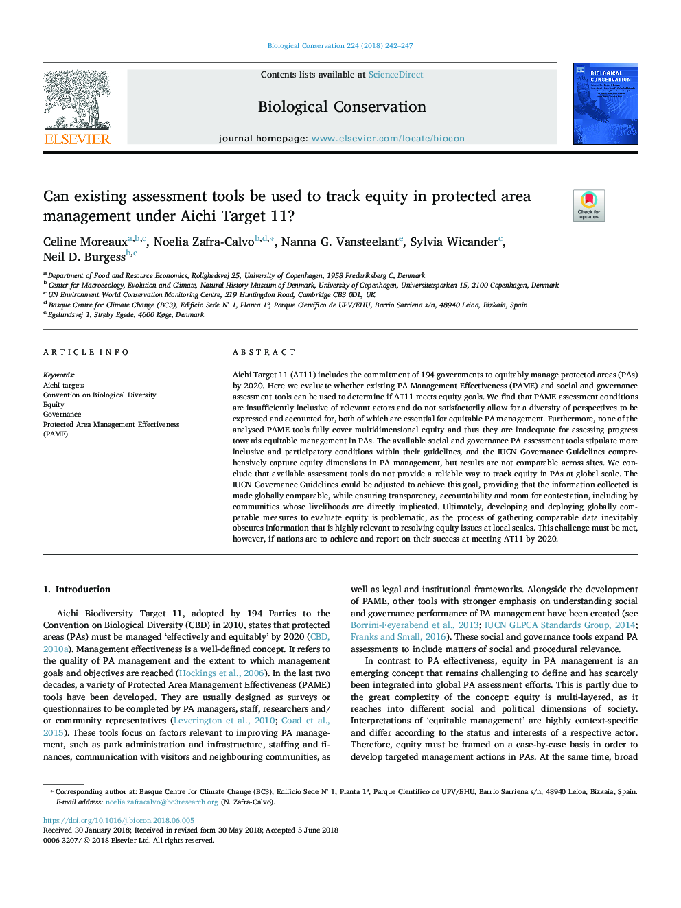 Can existing assessment tools be used to track equity in protected area management under Aichi Target 11?