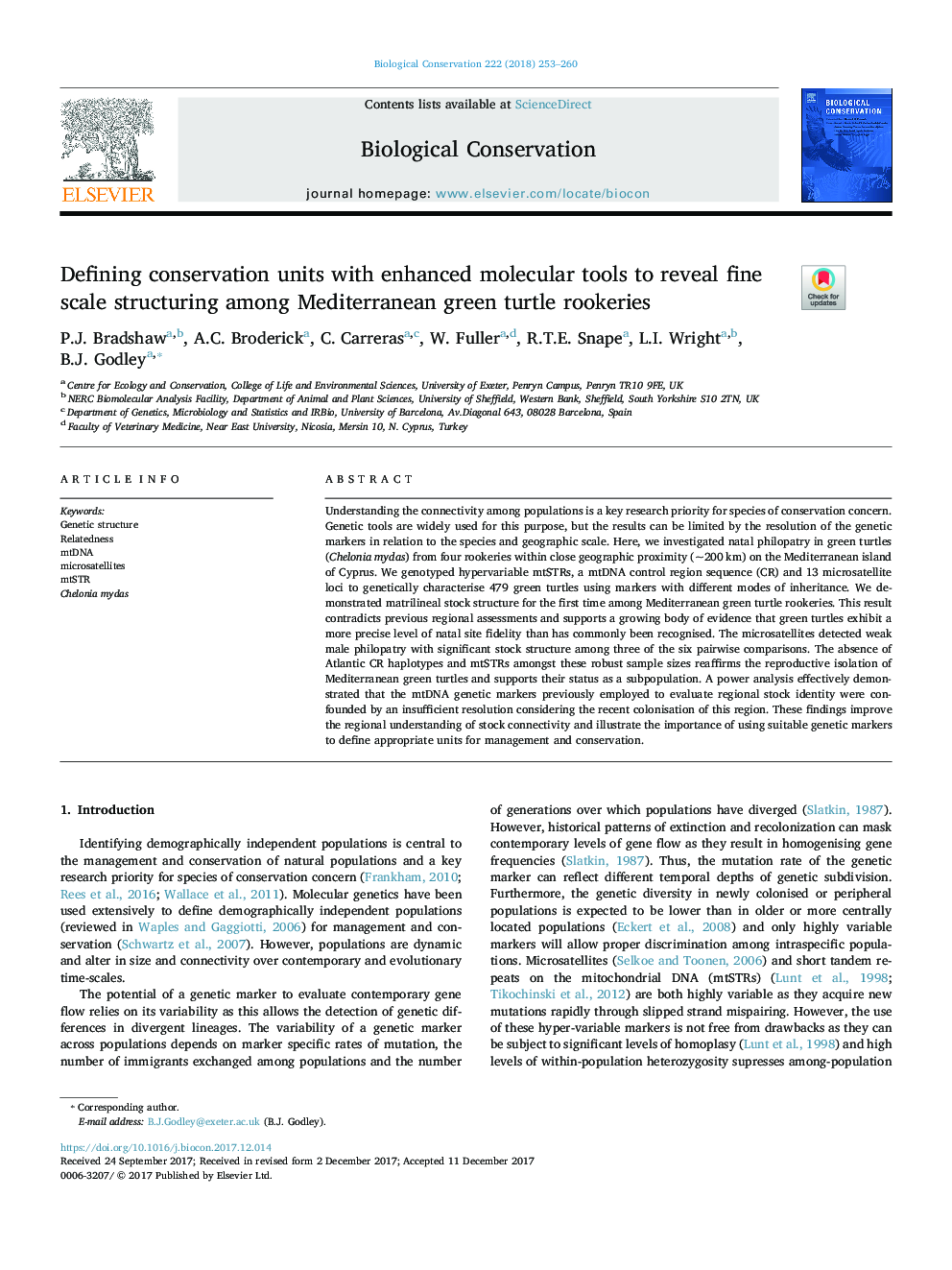 Defining conservation units with enhanced molecular tools to reveal fine scale structuring among Mediterranean green turtle rookeries