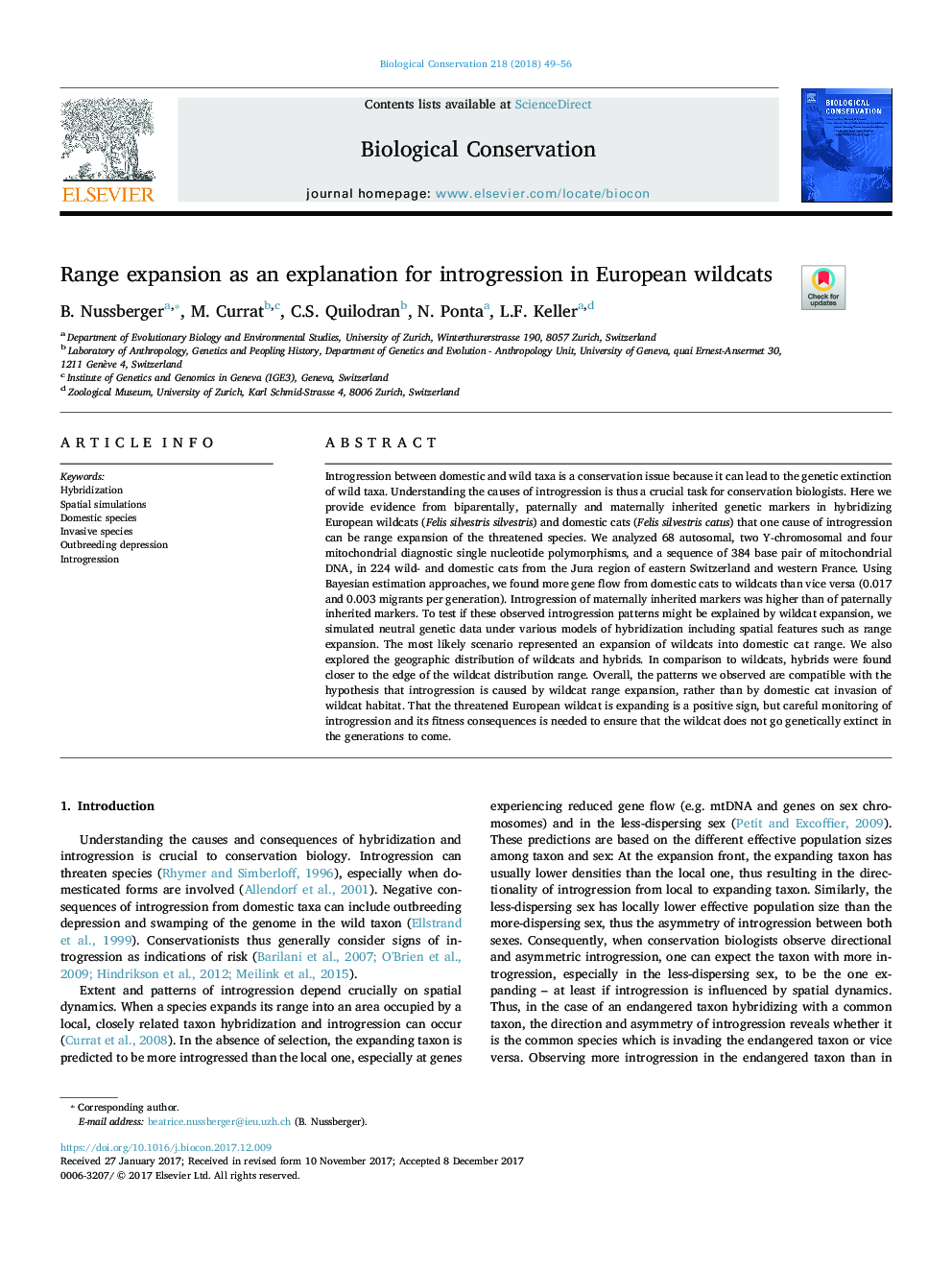 Range expansion as an explanation for introgression in European wildcats