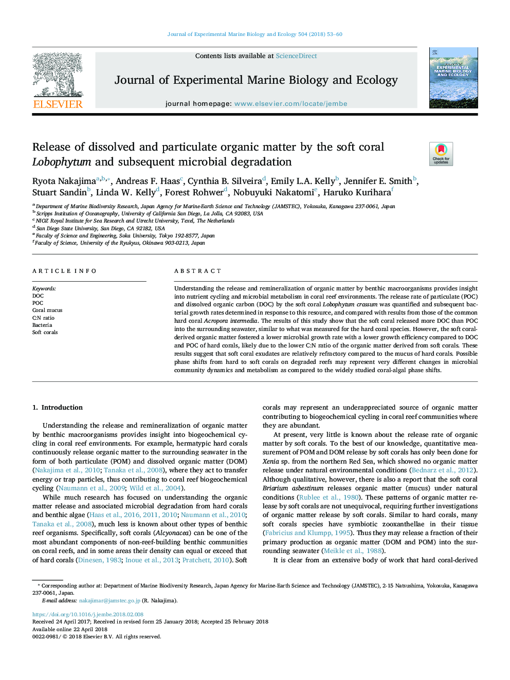 Release of dissolved and particulate organic matter by the soft coral Lobophytum and subsequent microbial degradation