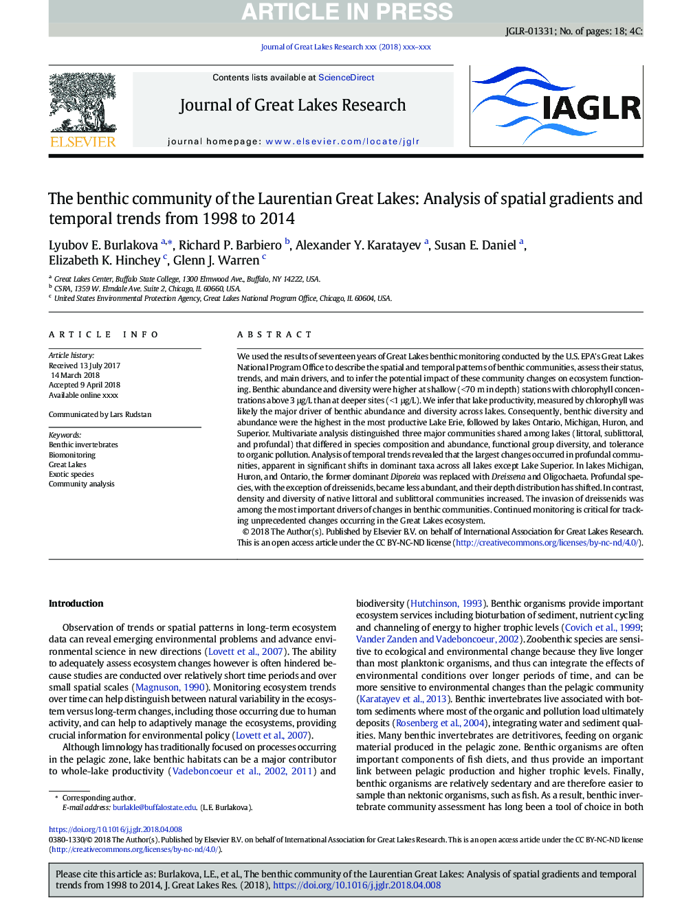 جامعه بنیادی دریاچه های بزرگ لورانتی: تجزیه و تحلیل شیب های فضایی و روند های زمانی از 1998 تا 2014 