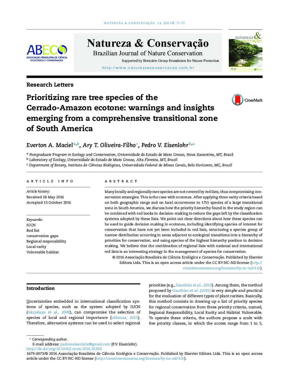 Prioritizing rare tree species of the Cerrado-Amazon ecotone: warnings and insights emerging from a comprehensive transitional zone of South America