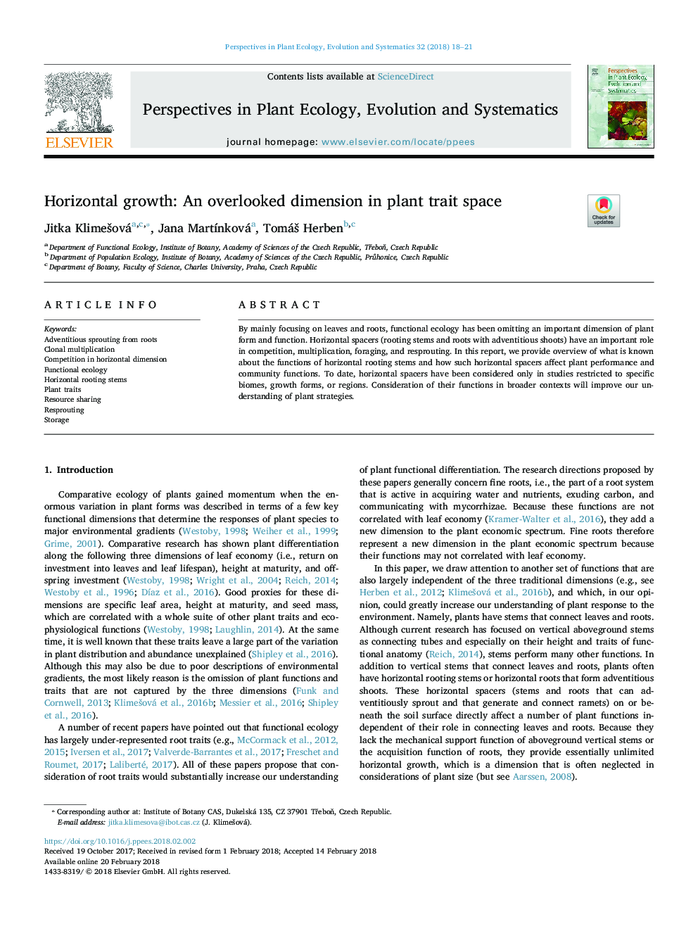 Horizontal growth: An overlooked dimension in plant trait space