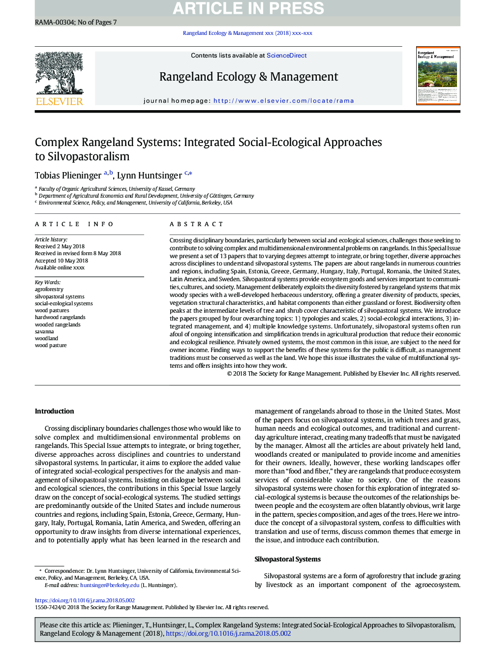 سیستم های مراتع پیچیده: رویکردهای یکپارچه اجتماعی-محیطی برای سیلووپاستورالیستی 