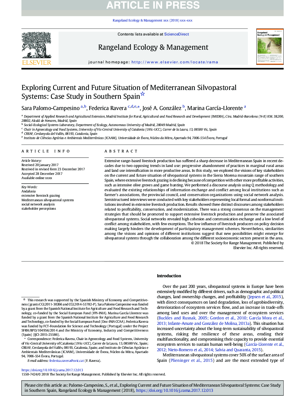 Exploring Current and Future Situation of Mediterranean Silvopastoral Systems: Case Study in Southern Spain