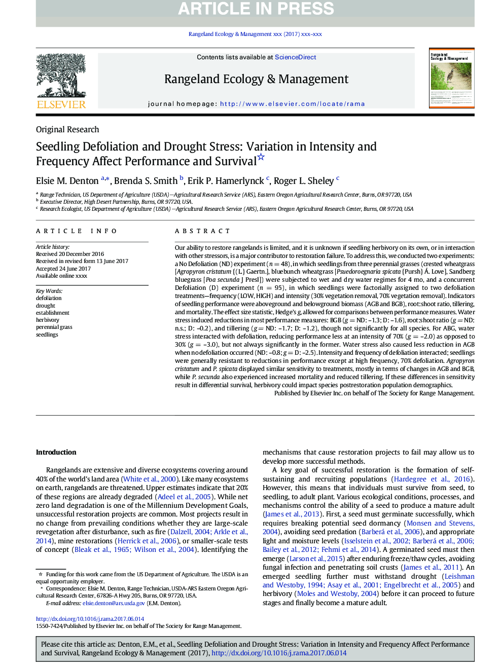 Seedling Defoliation and Drought Stress: Variation in Intensity and Frequency Affect Performance and Survival