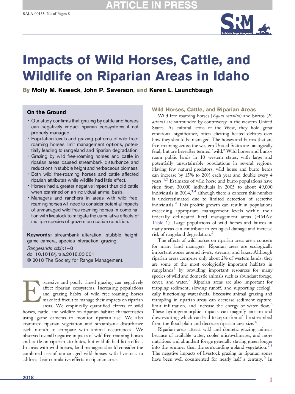 اثرات اسب های وحشی، گاو و حیات وحش در مناطق کوهستانی در آیداهو 