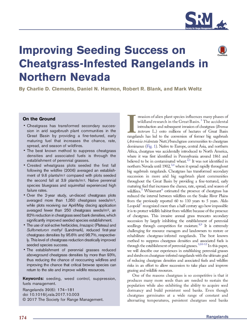 Improving Seeding Success on Cheatgrass-Infested Rangelands in Northern Nevada