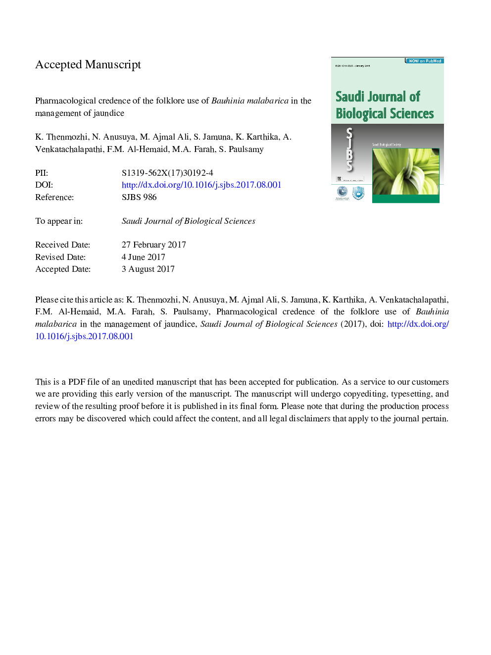 Pharmacological credence of the folklore use of Bauhinia malabarica in the management of jaundice