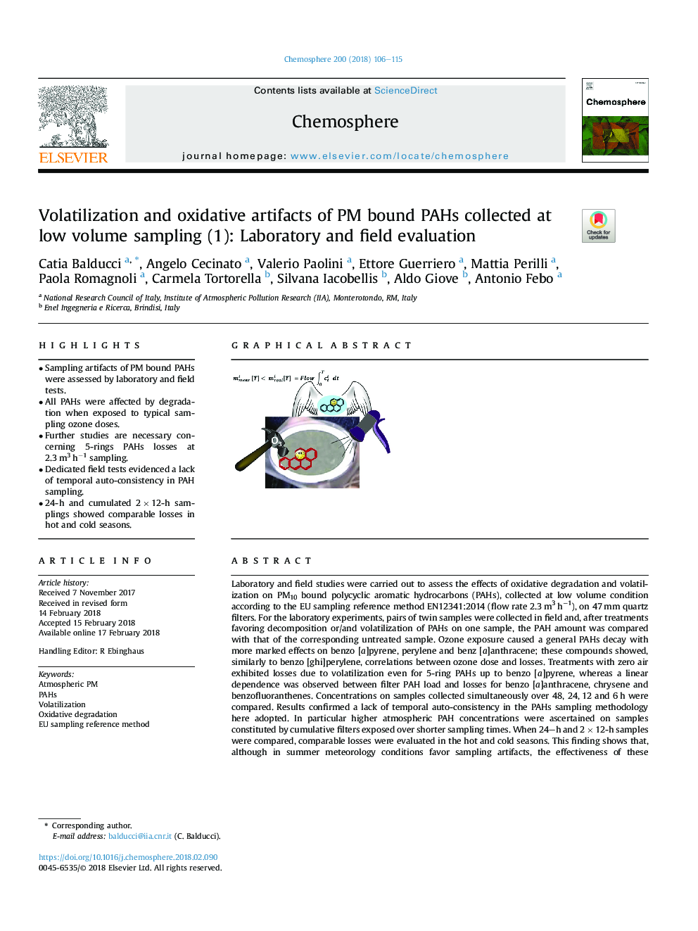 Volatilization and oxidative artifacts of PM bound PAHs collected at low volume sampling (1): Laboratory and field evaluation