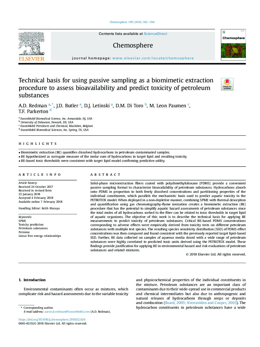Technical basis for using passive sampling as a biomimetic extraction procedure to assess bioavailability and predict toxicity of petroleum substances