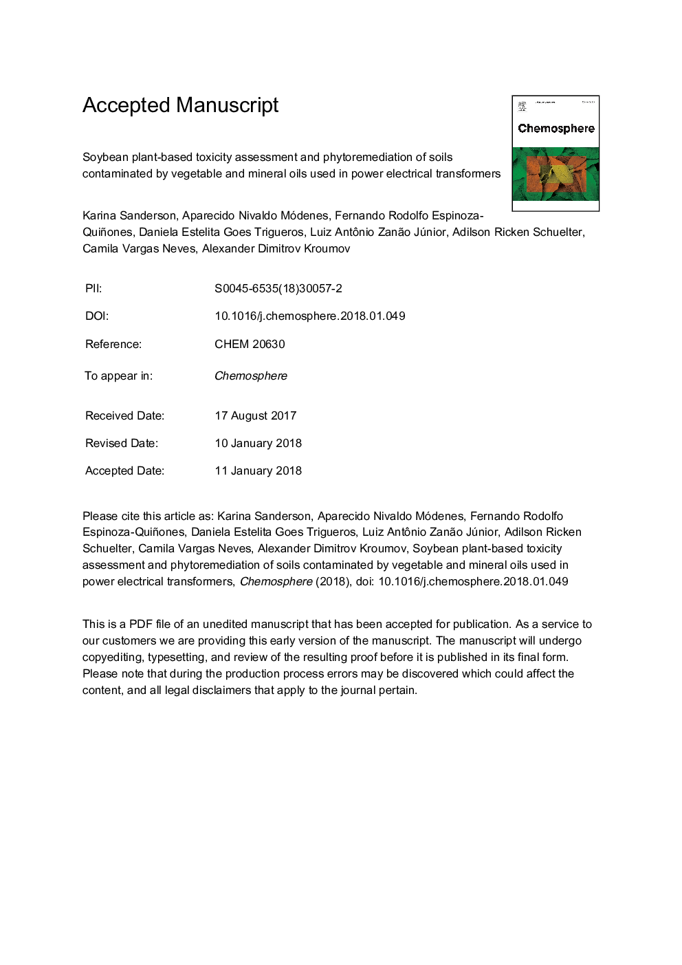 Soybean plant-based toxicity assessment and phytoremediation of soils contaminated by vegetable and mineral oils used in power electrical transformers