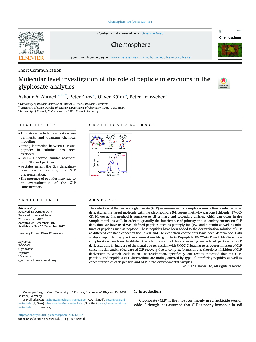بررسی سطح مولکولی نقش تعاملات پپتیدی در تجزیه و تحلیل گلیفوسیت 