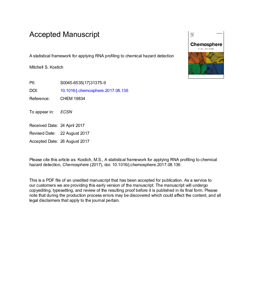 A statistical framework for applying RNA profiling to chemical hazard detection