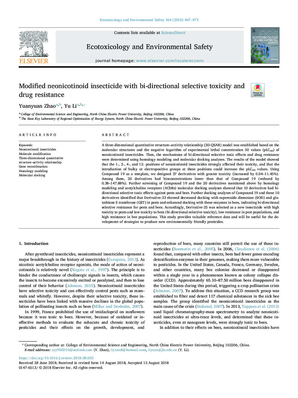 Modified neonicotinoid insecticide with bi-directional selective toxicity and drug resistance