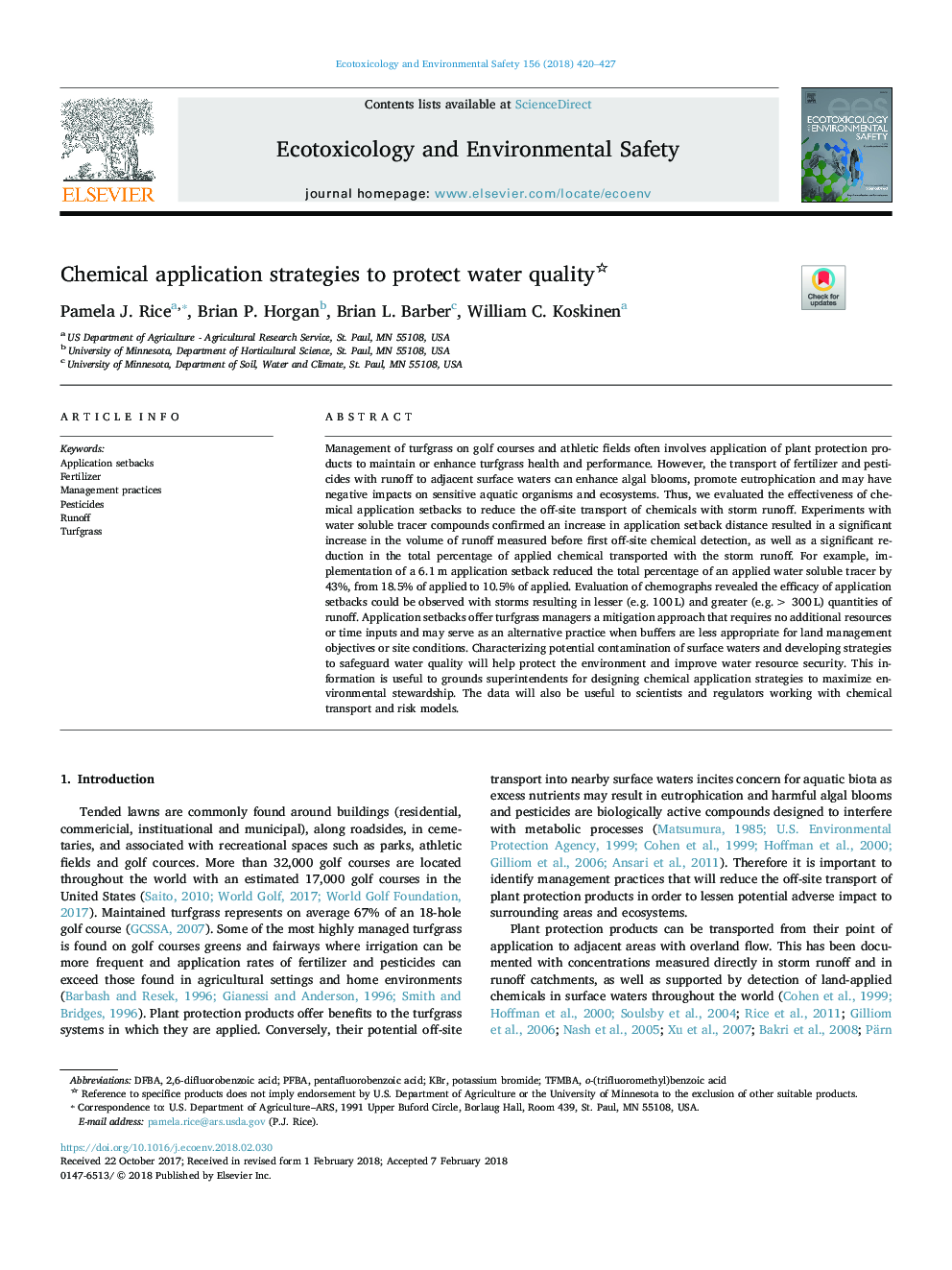 استراتژی های کاربرد شیمیایی برای حفاظت از کیفیت آب 