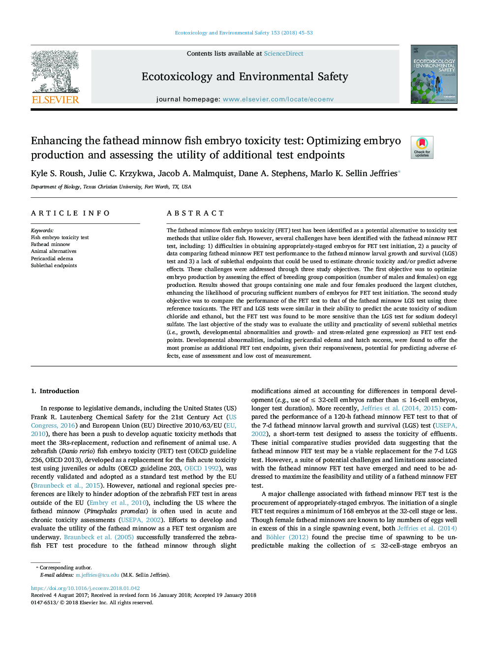 Enhancing the fathead minnow fish embryo toxicity test: Optimizing embryo production and assessing the utility of additional test endpoints