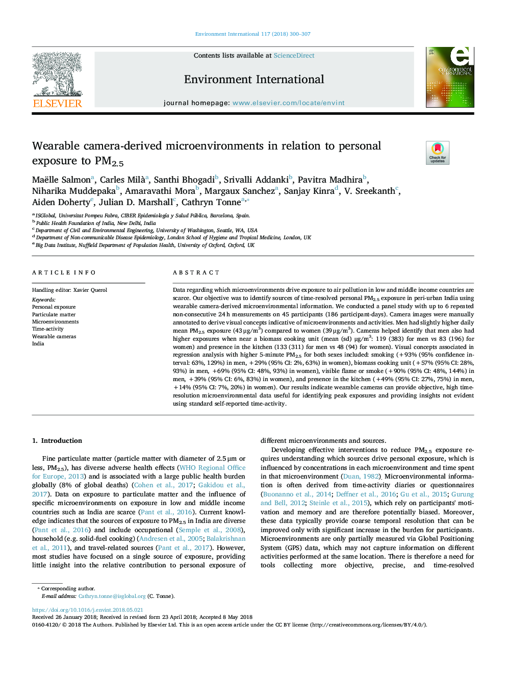 Wearable camera-derived microenvironments in relation to personal exposure to PM2.5